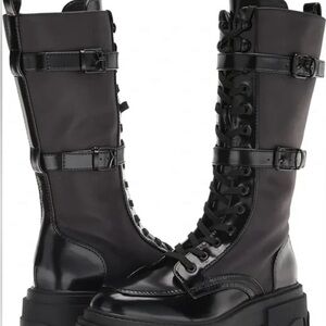 Nine West Carolyn2 Combat Women shoe size 9.5 (UK 8.5/Euro 42.5) black leather